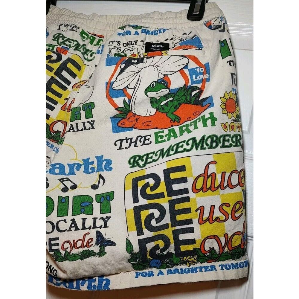 Men's Vans Eco Positivity Graphic Print Skate Beige Shorts Elastic - Small - Picture 7 of 9